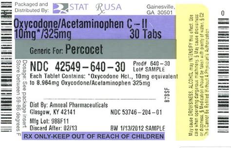 Oxycodone acetaminophen 10-325 tablets