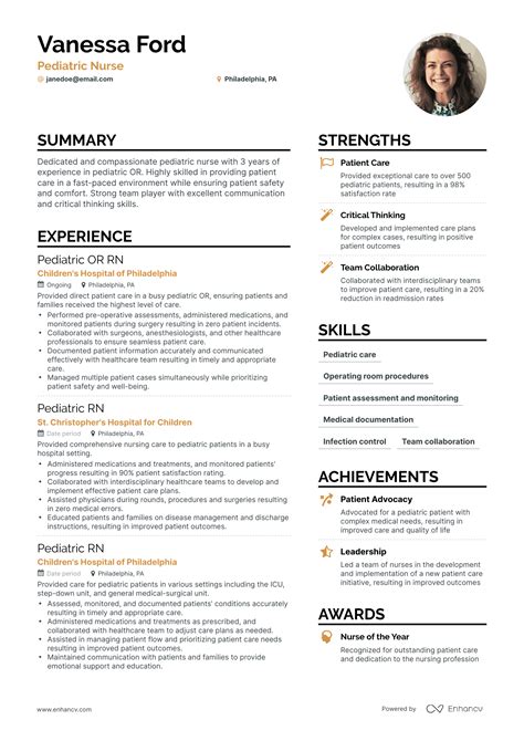 pediatric nurse resume