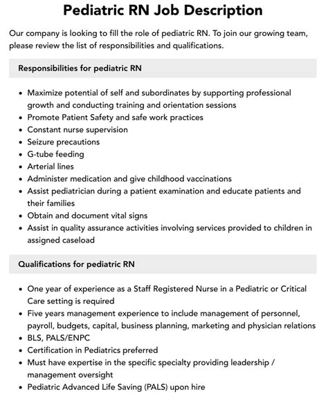 Pediatric RN Positions