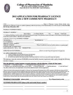 Pharmacy licensure application