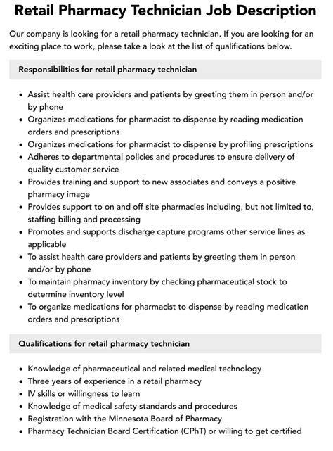Pharmacy Technician Jobs in Retail
