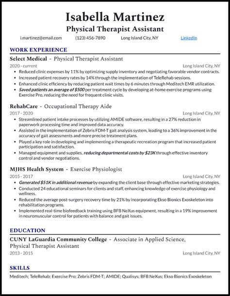 Physical therapy aide resume and cover letter