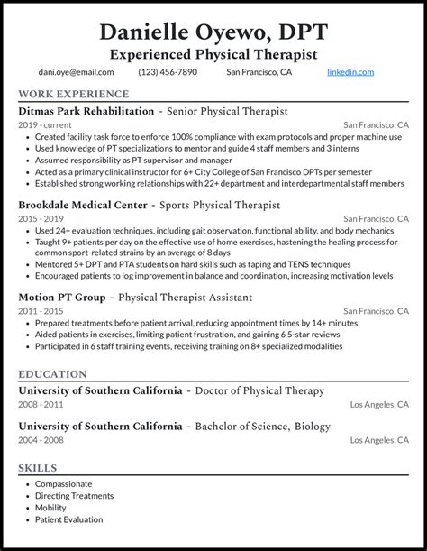 Physical Therapy Resume
