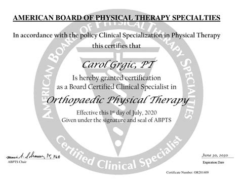 Physical Therapy Specialized Certifications
