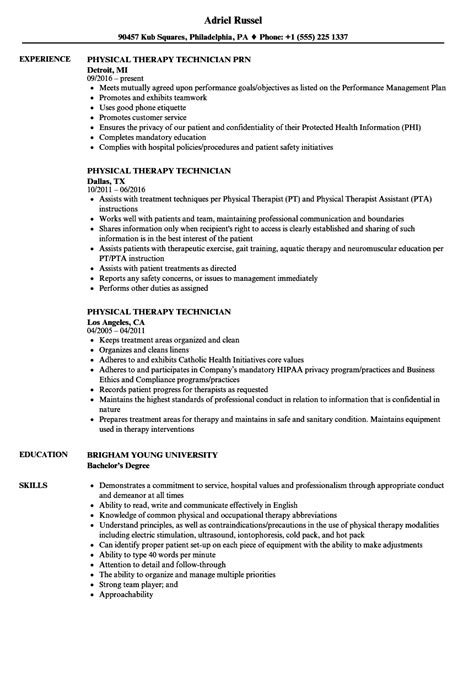 Physical Therapy Technician Resume
