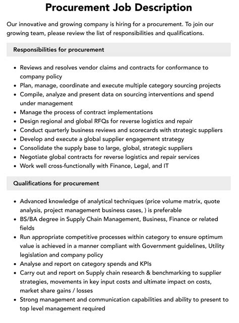 procurement job requirements