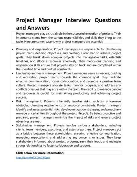 Project Management Interview
