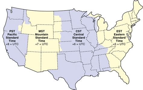 PST Time Zone Map