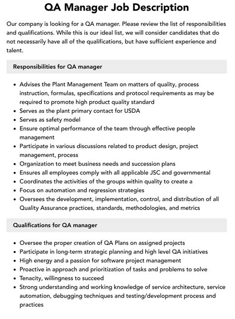 QA Manager Job