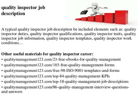 Quality Inspector Responsibilities