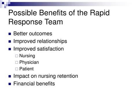 Benefits of Rapid Response Team