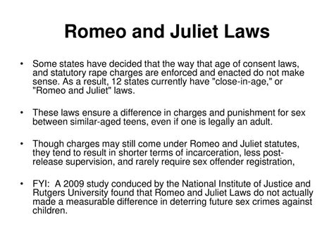 Romeo and Juliet Laws