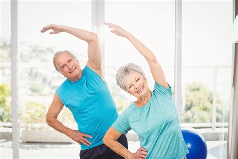 Seniors exercising at home