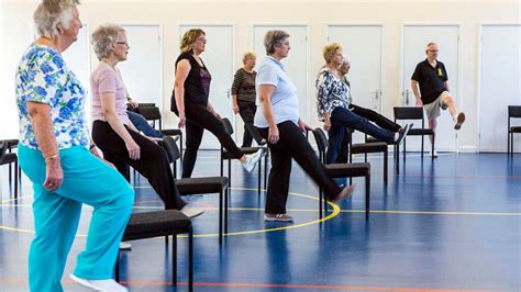 Seniors exercising safely