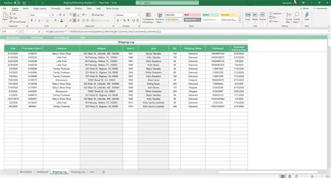 shipping and receiving records