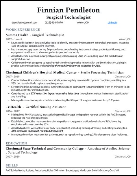 Surgical tech resume