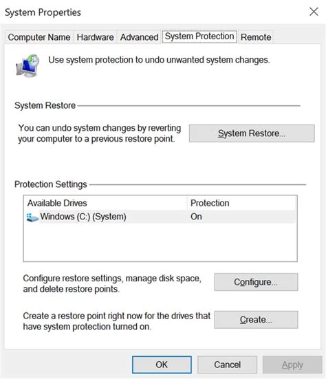 System Restore Options