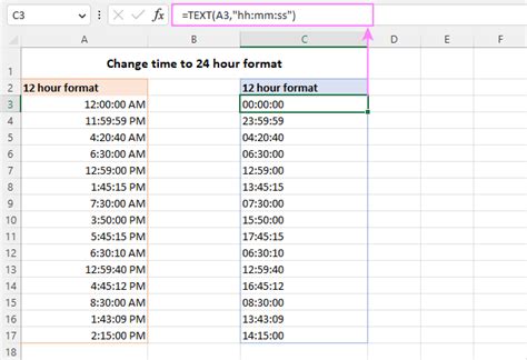 time formats in excel