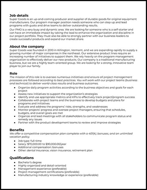 Tips for program manager jobs