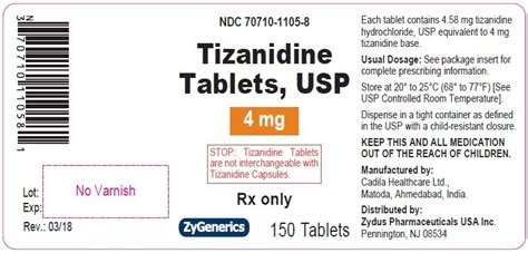 Tizanidine 4mg tablet