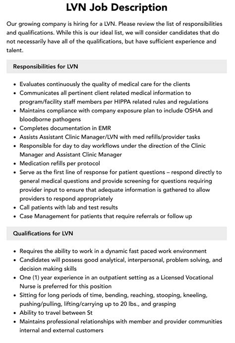 Types of LVN Jobs