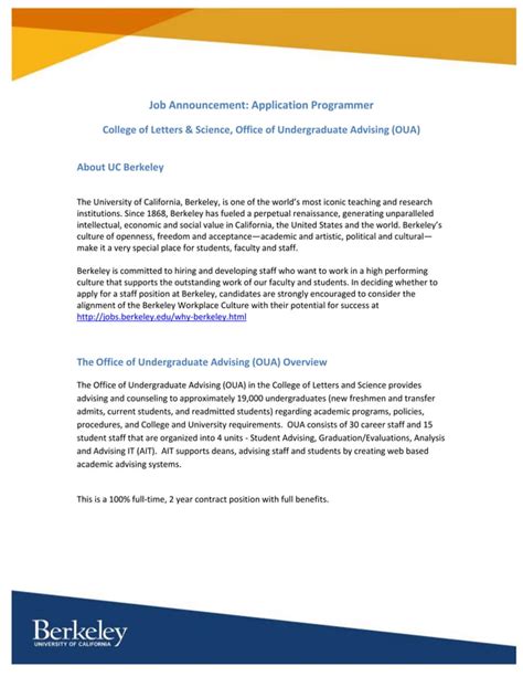 UC Berkeley Job Applications