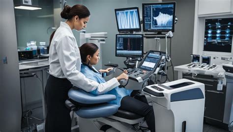 Ultrasound technologist working in a hospital setting
