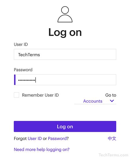 User ID and Password