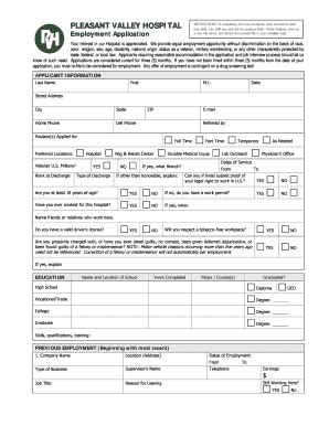 Valley Hospital Job Application