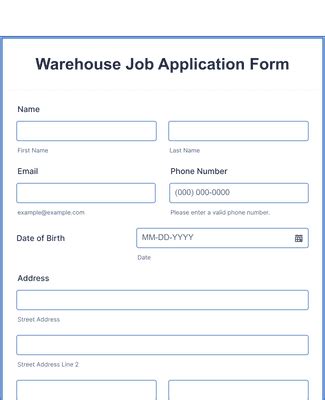 Warehouse Job Applications