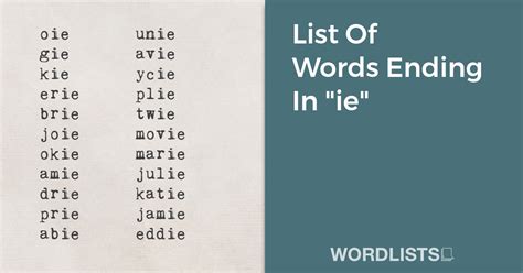 Words that end in ie
